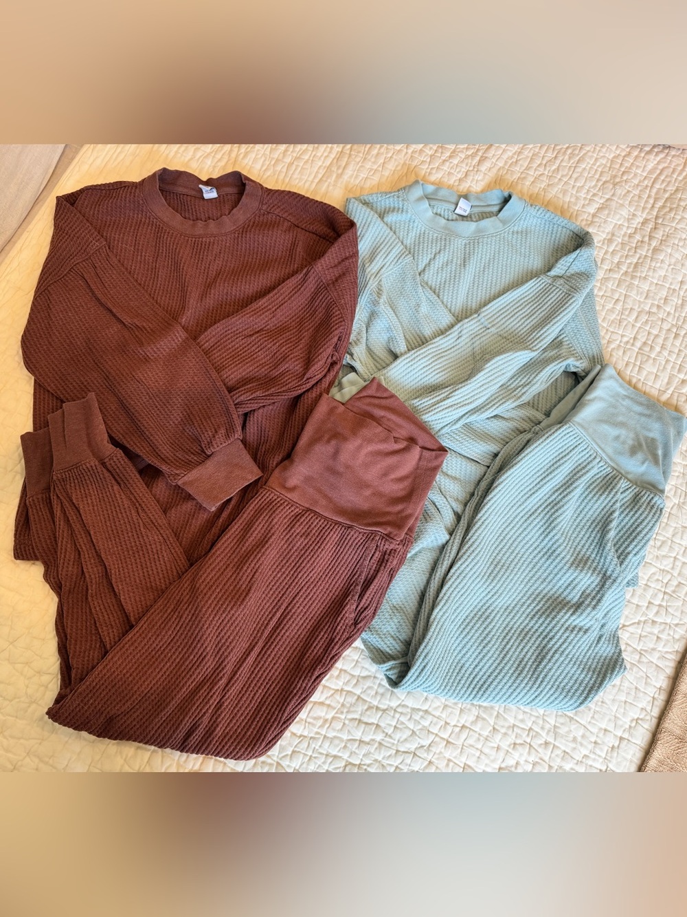 Old Navy Ribbed Pajama Sets in Rust and Sage